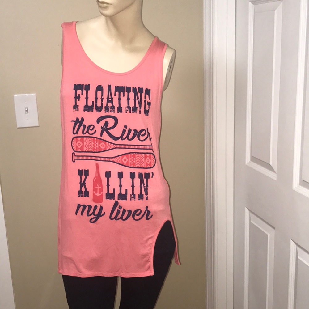 NWOT Pink Flowy Tank Top with Graphic Size M - Picture 2 of 7